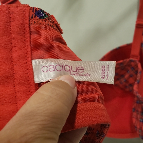 Cacique Intimates Red Plaid Padded Underwire Bra - Sz 42DDD US - Picture 3 of 5